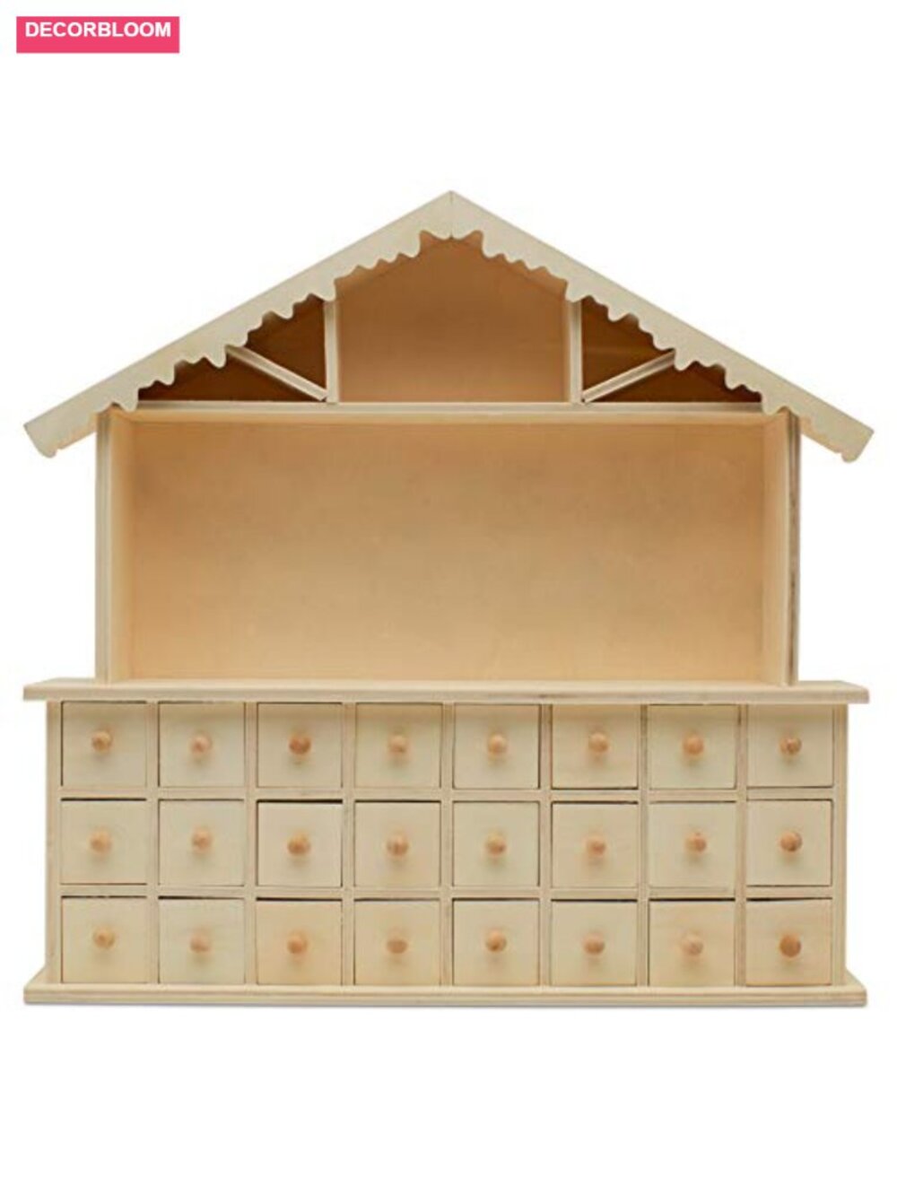 Wooden Winter Advent Calendar 24 Empty Drawers 13.5x14.9 Craft Christmas